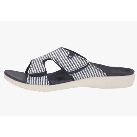 Spenco Nautical Navy Slide Sandal Womens‎ 9 D Arch Support Orthotic New - Picture 8 of 9